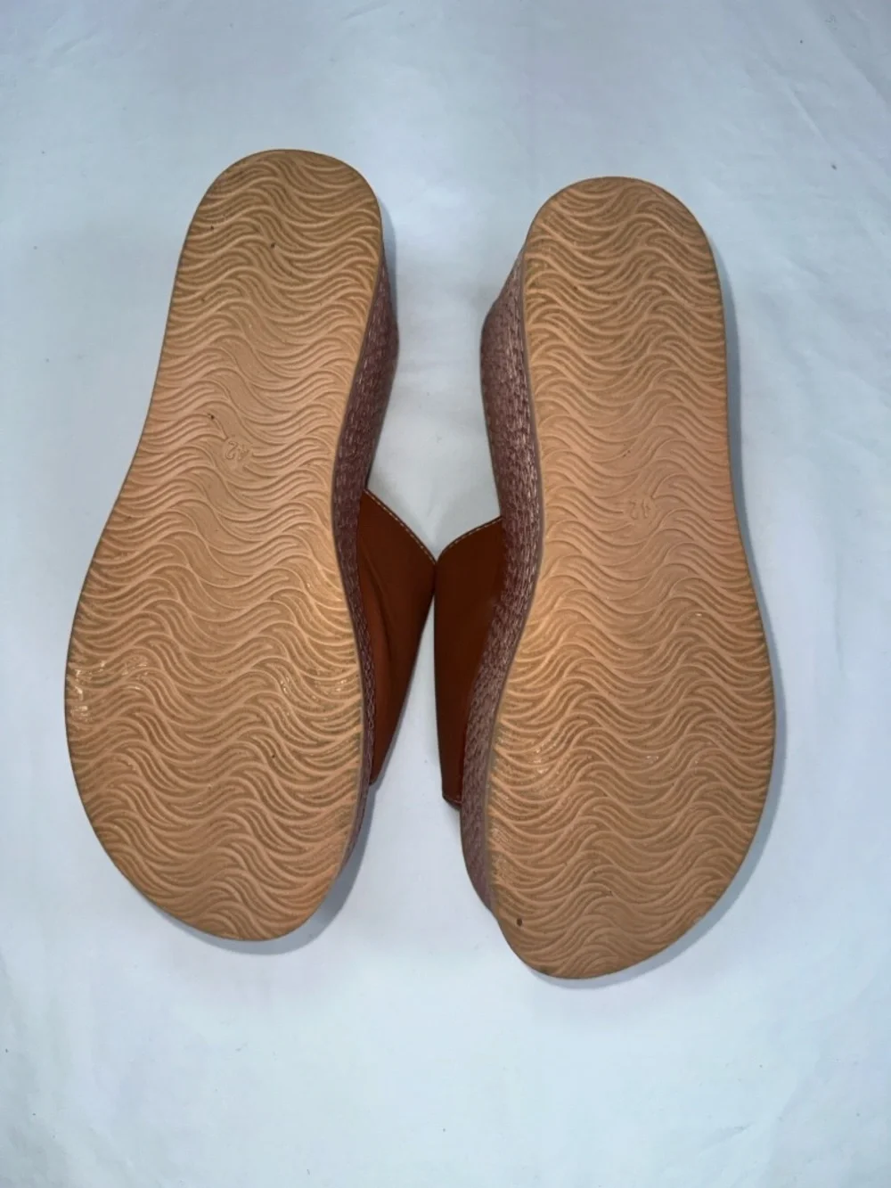 Platform Slide Sandals Brown Wedge Espadrille Style Womens Size 42 Size 10.5
